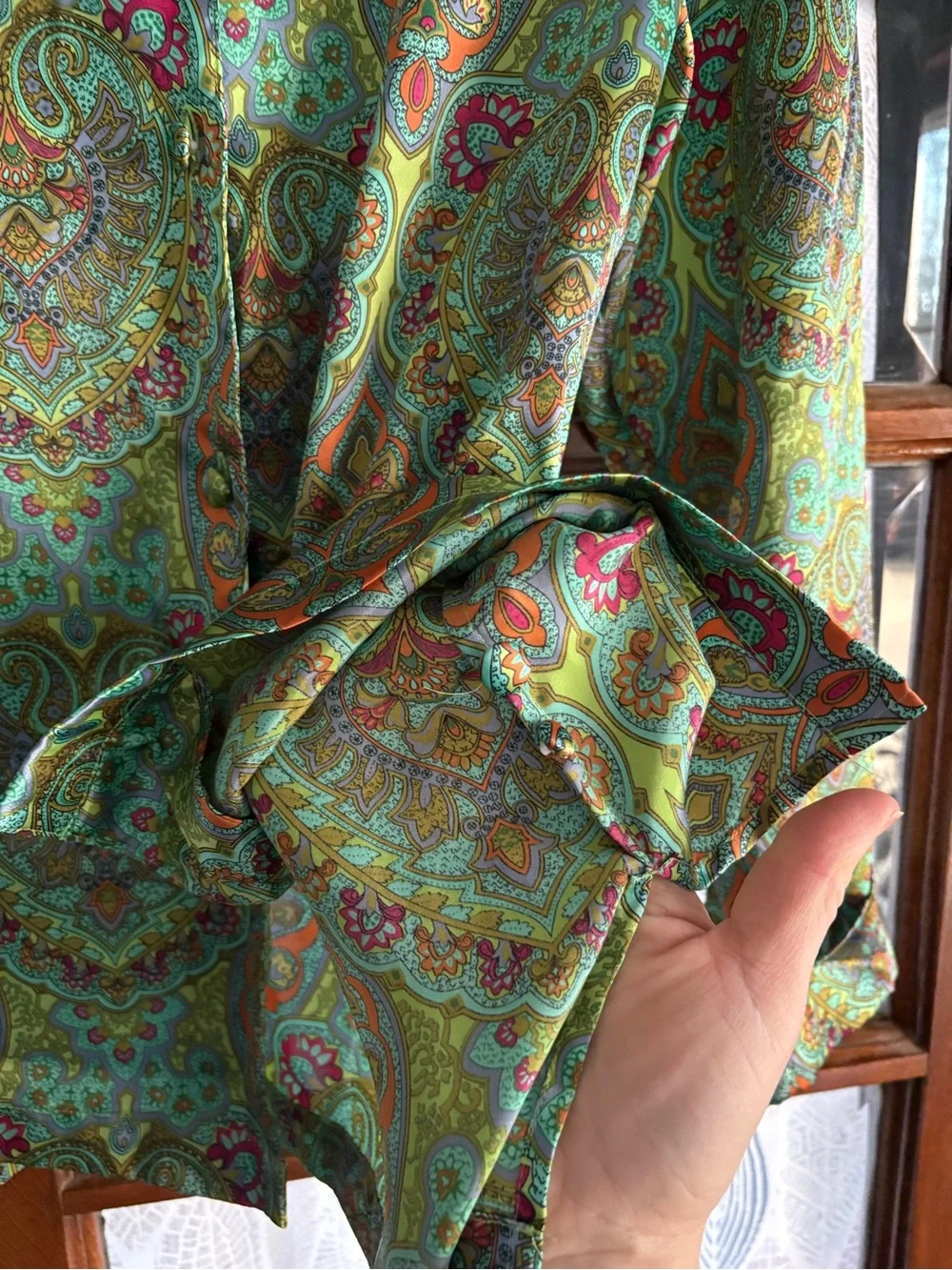 VTG 90s/Y2K Victoria's Secret Teal and Green Paisley Satin Pajama Set Medium